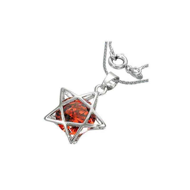 Collier pentacle étoile rouge