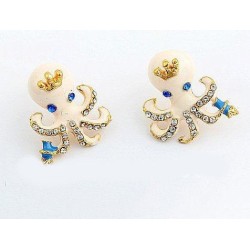 Boucles d'oreilles Octopus (blanc)