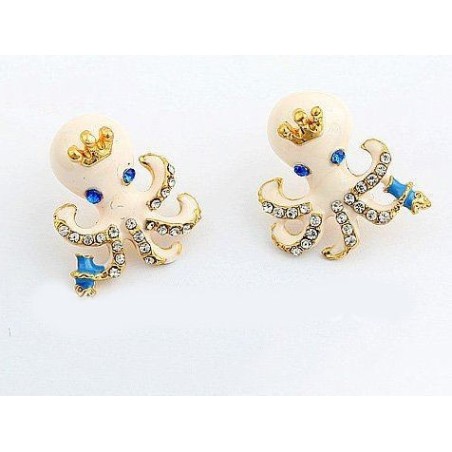 Boucles d'oreilles Octopus (blanc)