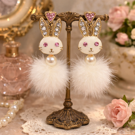 Boucles d'oreilles lapin blanc