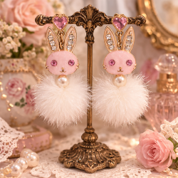 Boucles d'oreilles lapin rose