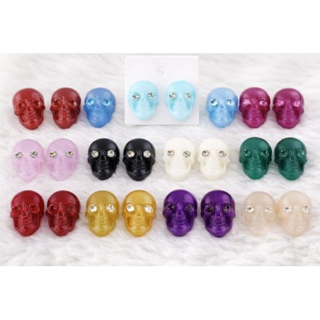 Boucles d'oreille tête de mort colorées