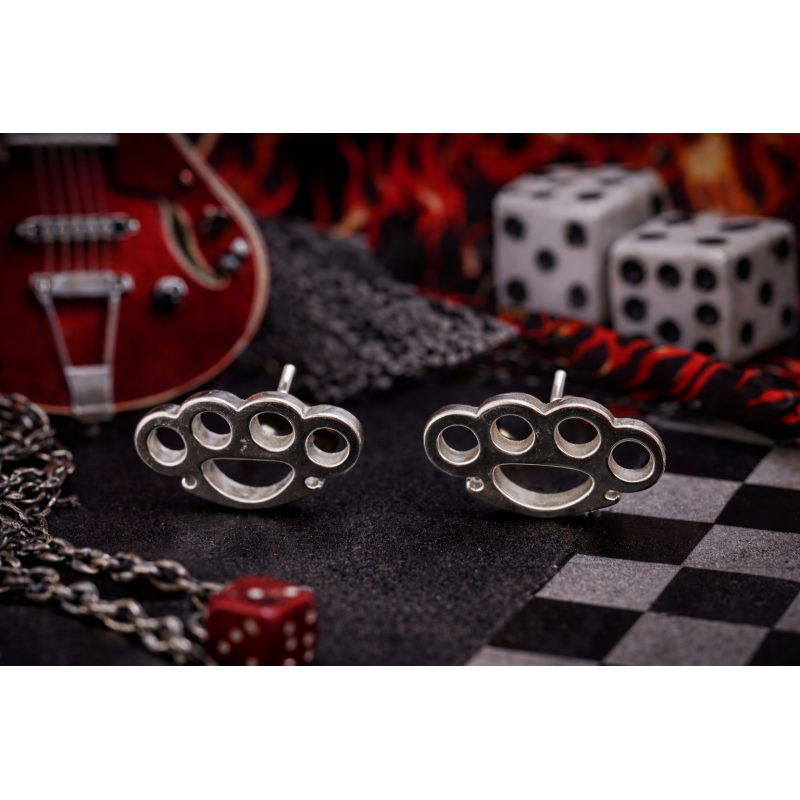 Boucles d'oreille poing américain (argenté)