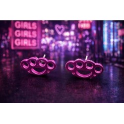 Boucles d'oreille poing américain (rose)