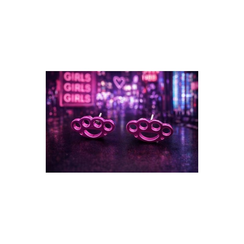 Boucles d'oreille poing américain (rose)