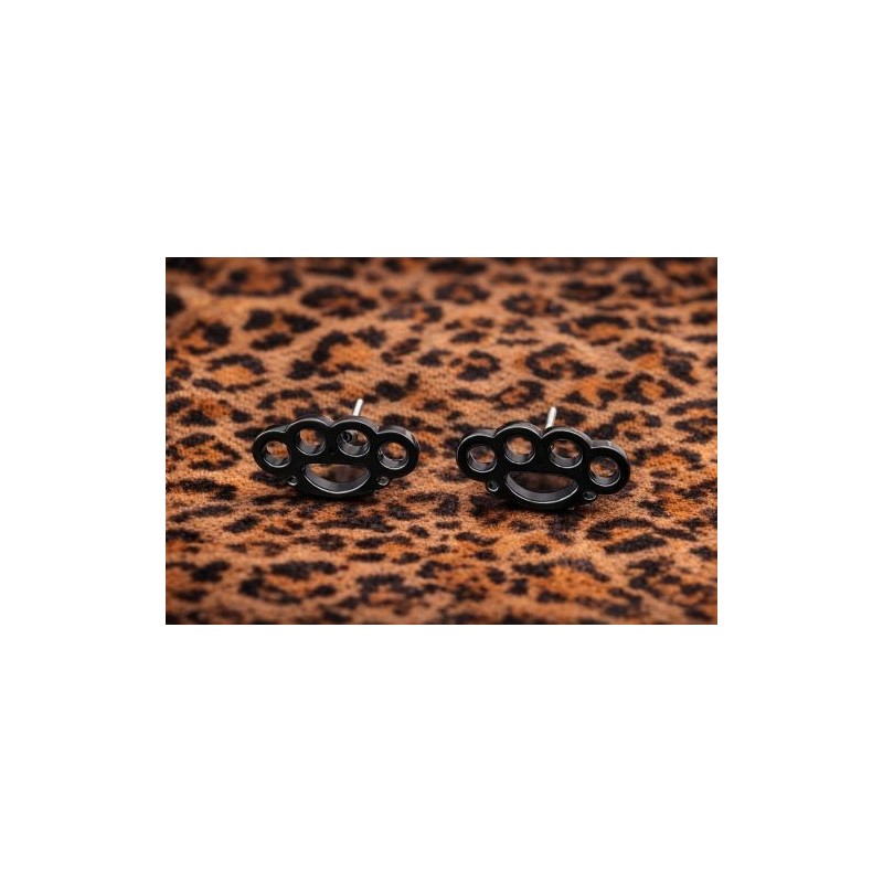 Boucles d'oreille poing américain (noir)