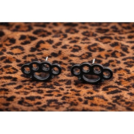 Boucles d'oreille poing américain (noir)