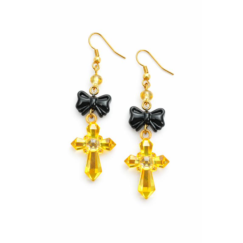Boucles d'oreille croix lumière