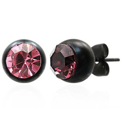 Boucles d'oreille strass rose
