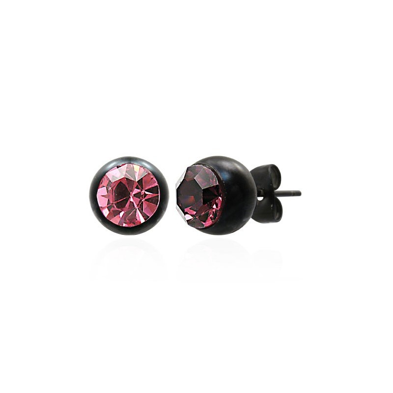 Boucles d'oreille strass rose