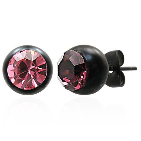 Boucles d'oreille strass rose