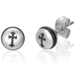 Boucles d'oreille croix fleur de lys