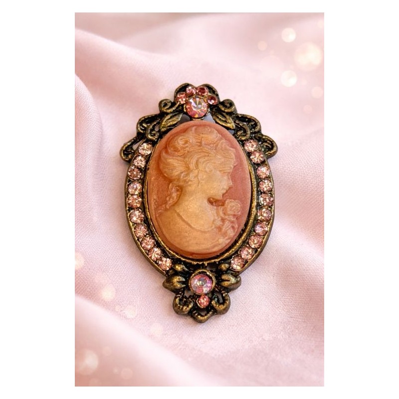 Broche camé rose