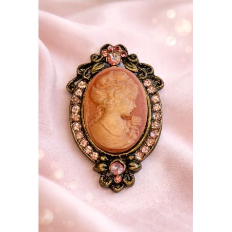 Broche camé rose