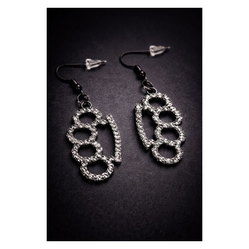 Boucles d'oreilles poing américain strass