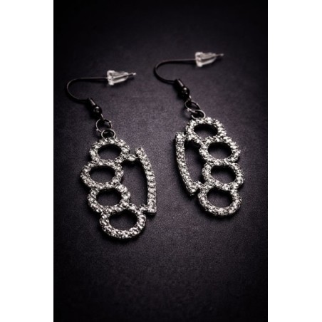 Boucles d'oreilles poing américain strass