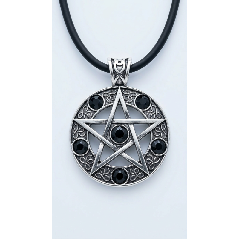 Collier pentagramme noir