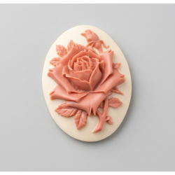 Cabochon camé fleur rose