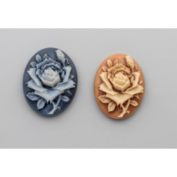 Cabochon camé fleur rose