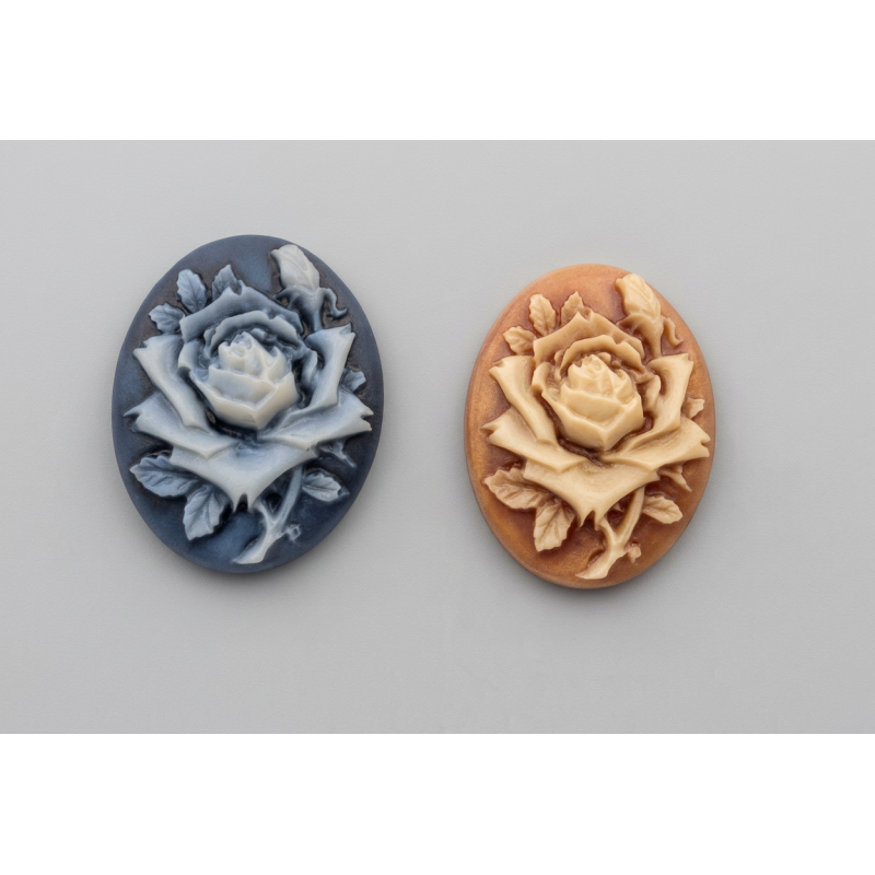 Cabochon camé fleur rose