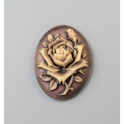 Cabochon camé fleur rose