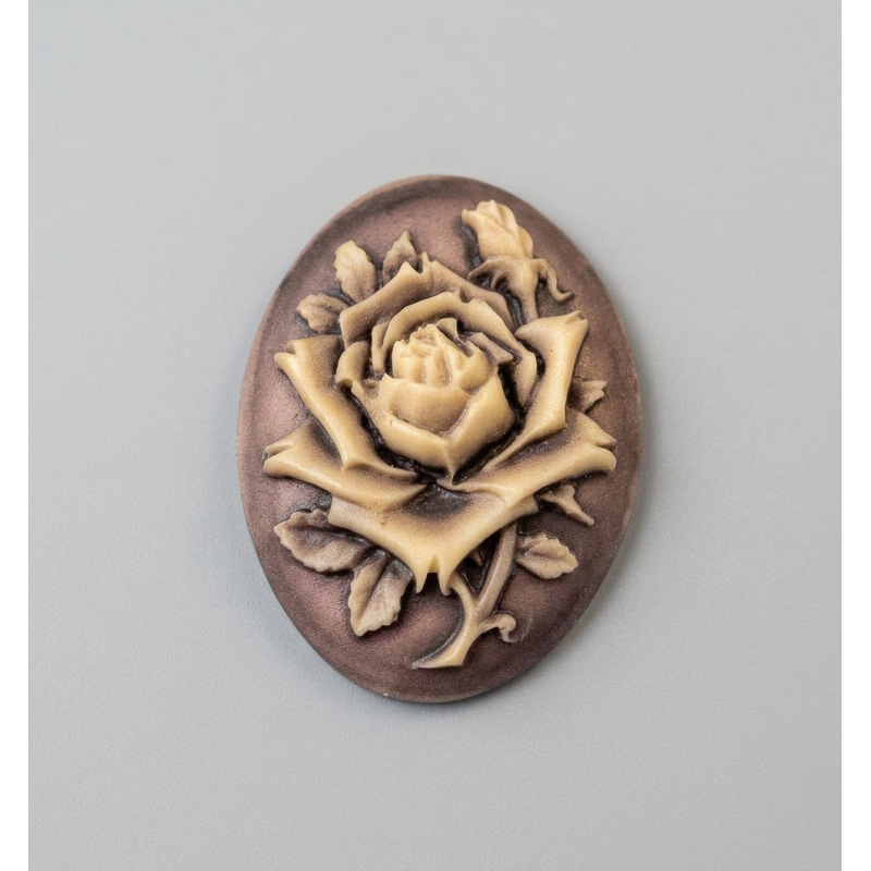 Cabochon camé fleur rose