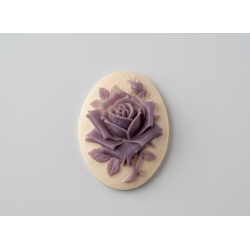 Cabochon camé fleur rose