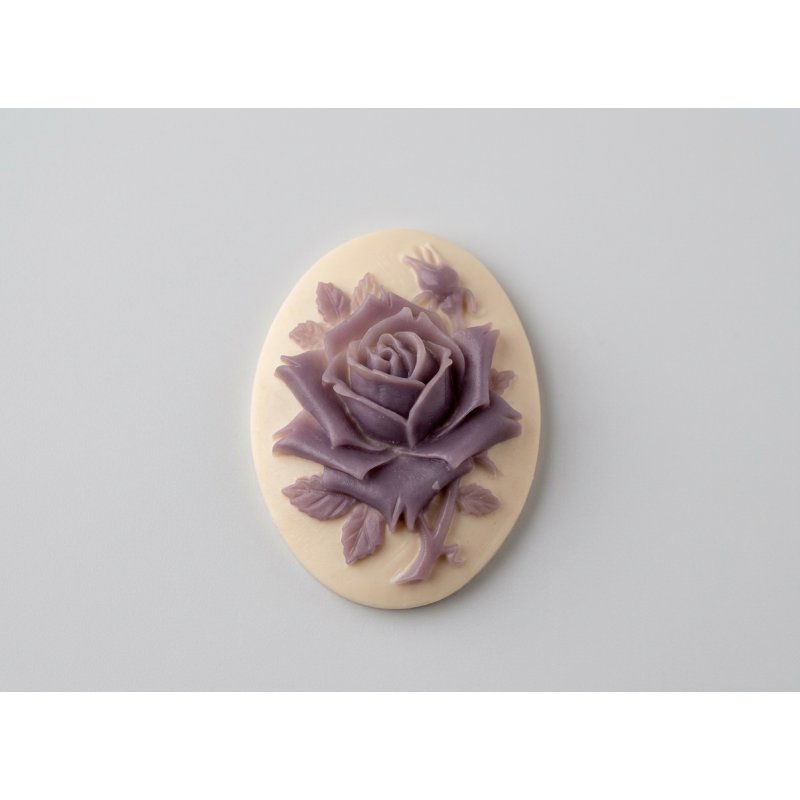 Cabochon camé fleur rose