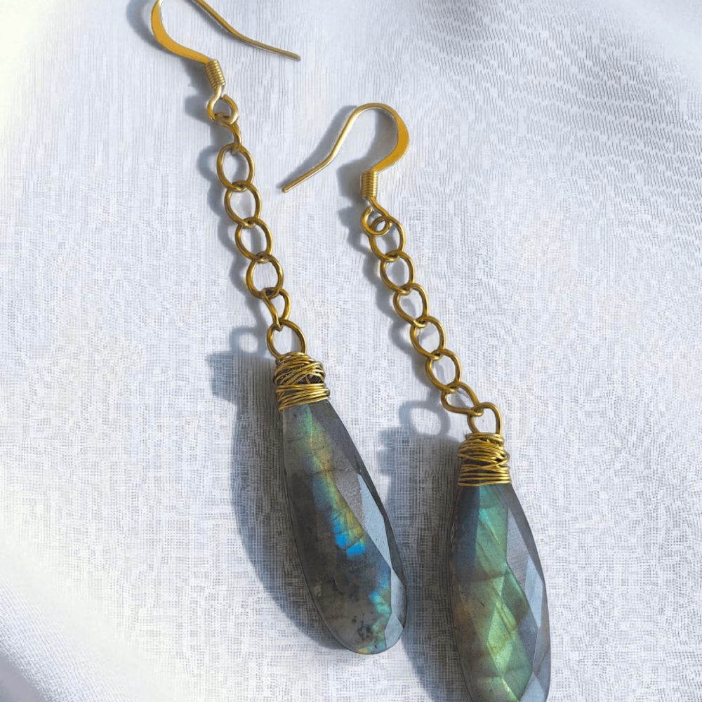 Boucles d'oreille NÆLIS – labradorite multicolores
