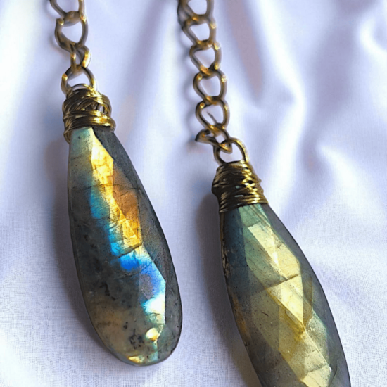 Boucles d'oreille NÆLIS – labradorite multicolores