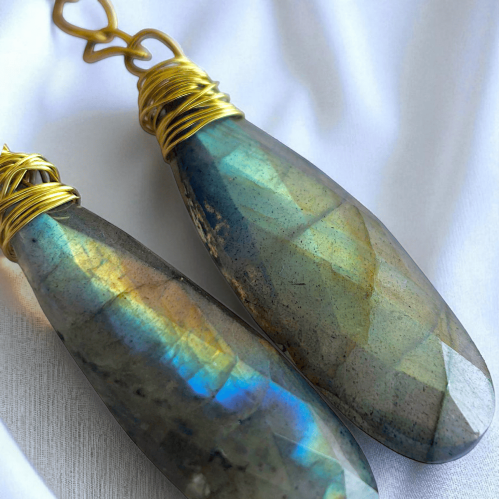 Boucles d'oreille NÆLIS – labradorite multicolores