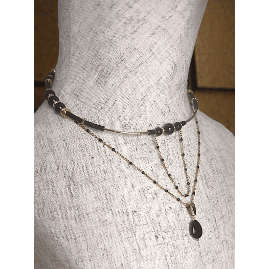 Collier ZAHARA | Malika - Obsidienne noire