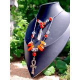 Collier SEKHMET - Croix d'Ankh et cornaline